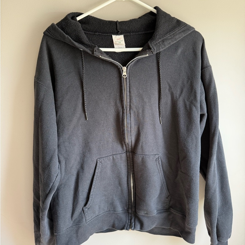 Hanes Men's Charcoal Zip-Up Sweater